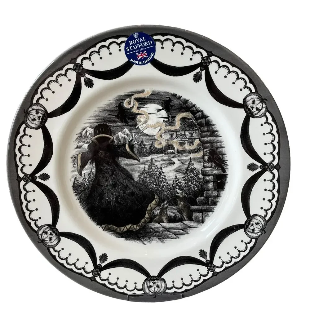 Royal Stafford Halloween Wicked Witch Salad Plates 8.5in Porcelain Set of 2 New